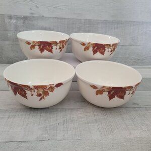 Set Of 4 Royal Norfolk Autumn Leaf Design Ceramic Bowls 6" Diameter